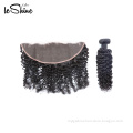 Long lasting Virgin Wholesale Hair Vendor Peruvian Human Curl Wave 360 Lace Frontal Closure